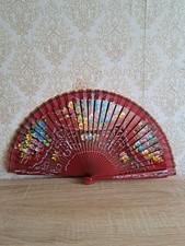 Hand Painted Wooden Fan - Vintage Style, Floral Pattern, Victorian style