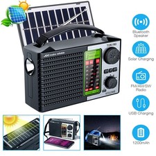Solar Radio Portable FM/AM SW Digital Bluetooth Speaker MP3 Player Rechargeable