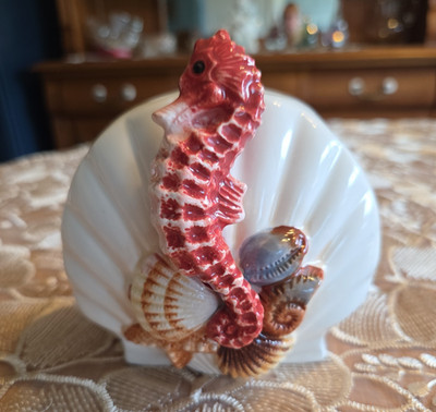 Forlong Seahorse and Shells Toothbrush Holder 4 Slots Ceramic