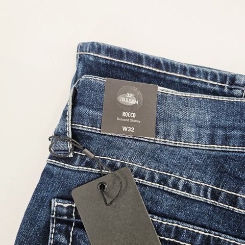 True Religion Rocco Big T Flap Relaxed Skinny Mens 32 Dark Roper Wash Jeans NEW - Picture 9 of 12