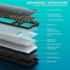 AULA F108 PRO Wireless Mechanical Gaming Keyboard with Screen&Knob,Hot Swappable 8