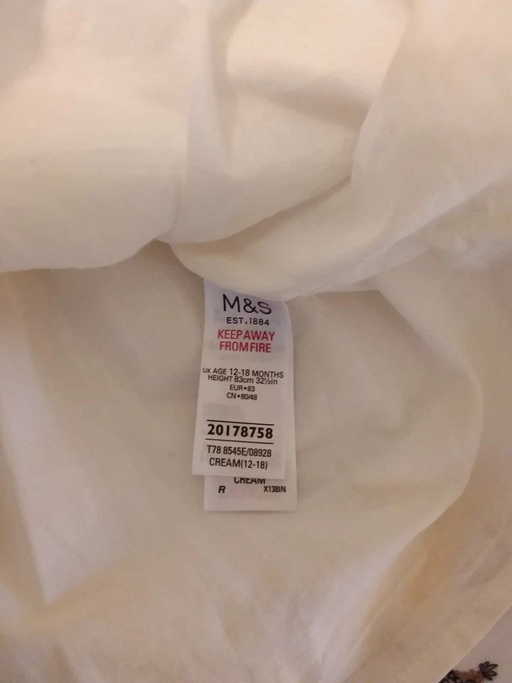 Girl's Cream Dress with animal motifs (aged 12-18 months) from M&S - Image 3 of 4