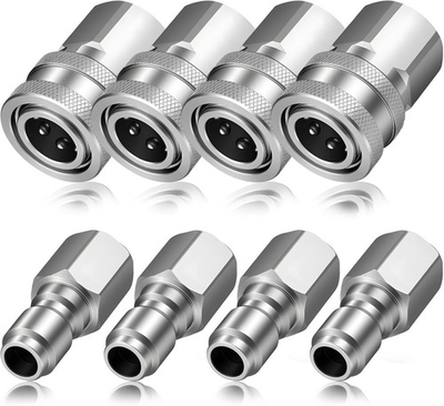 #ad #ad 8Pcs NPT 3 8 Inch Stainless Steel Male amp; Female Quick Connector Kit Pressure $19.99