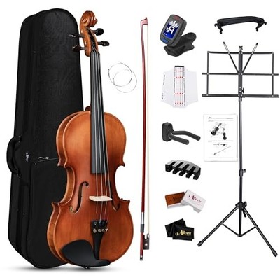  Violin Set, Beginners Fiddle Kit for Teenagers with Hard Case, Music 1/2