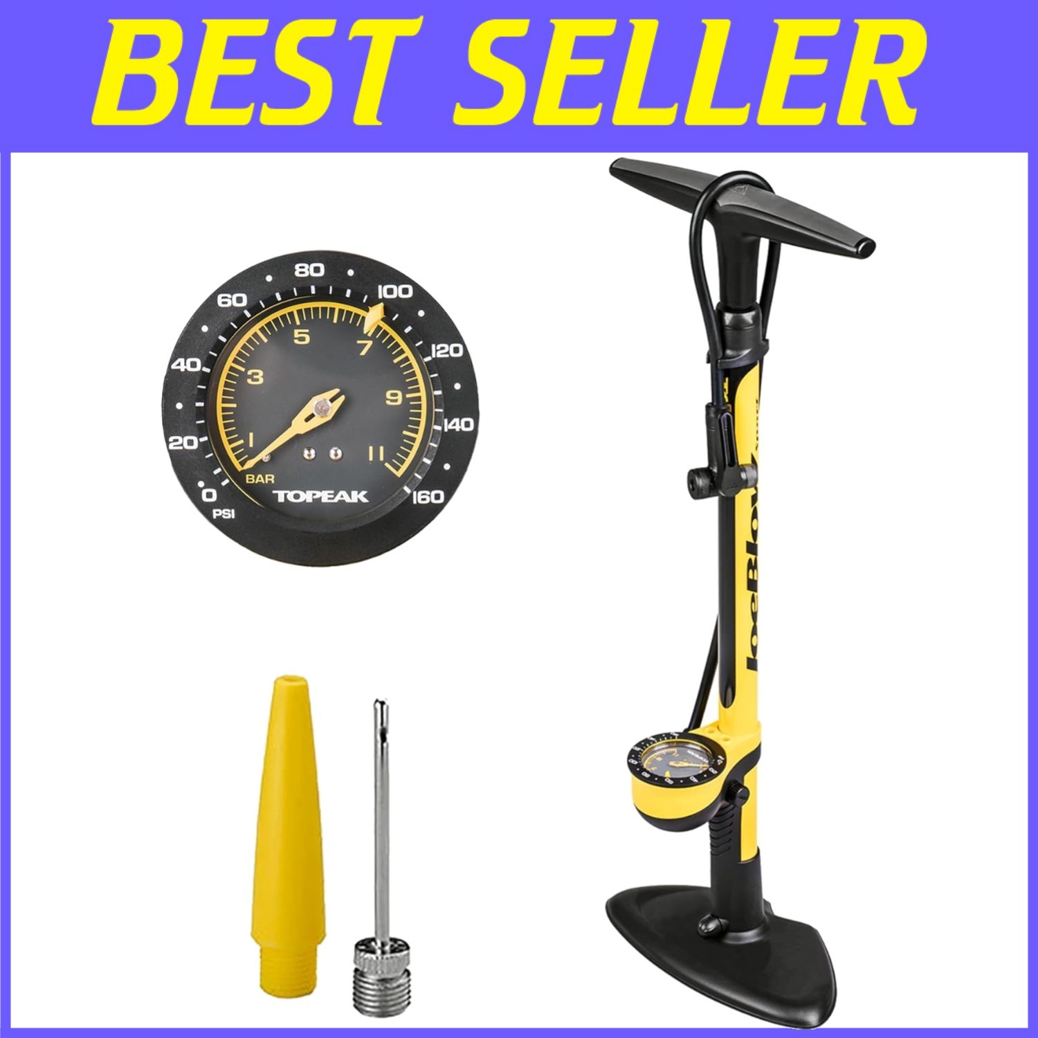 High-Pressure Steel Bike Pump - 160 PSI, Ergonomic Handle