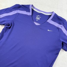 Nike Running Dri-FIT Purple V-Neck Short Sleeve Training 481272-422 Womens S