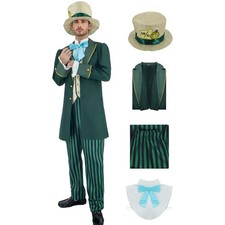 The Hatter Costume Mens Mad Tea Party Outfits Gentleman Jacket Top Hat Pants ...
