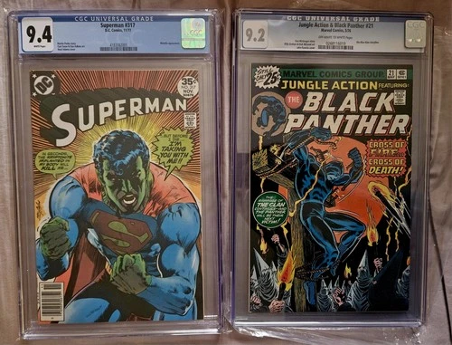 Bronze Lot SUPERMAN 317 and JUNGLE ACTION 21 BLACK PANTHER CGC HIGH GRADE