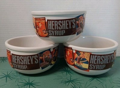 Lot of 3 Hershey's Syrup Houston Harvest Ice Cream Cereal Bowls Vintage Ads