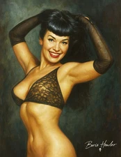 Boris Howler BETTIE BETTY PAGE PIN-UP ART  8.5X11 Art Print SIGNED