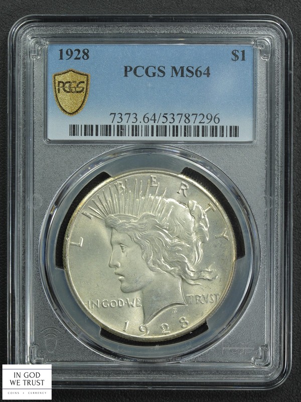 1928 Philadelphia Peace Silver Dollar $1 PCGS MS 64
