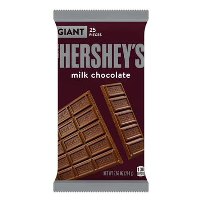 Hershey's Milk Chocolate Giant Candy, Bar 7.56 oz, 25 Pieces New
