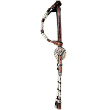 Dale Chavez Braided Leather Western Star Silver Show Double Ear Headstall Bridle