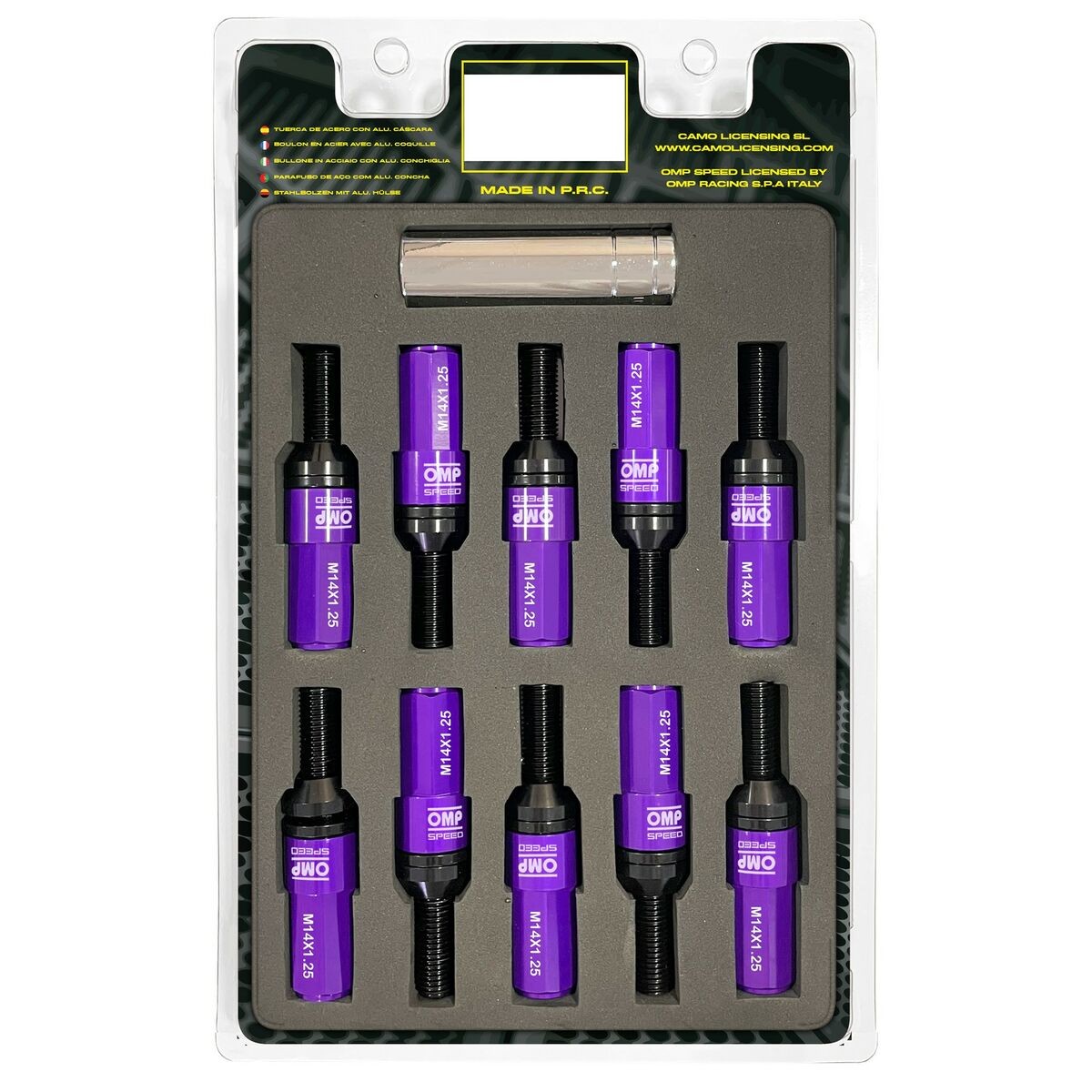 Kit 20 Viti Ruota OMP M14x1,25 28mm Viola | Qualità OMP a Buon Prezzo