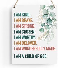 Inspirational Decor I Am a Child of God Scripture Wooden Hanging Sign Christian