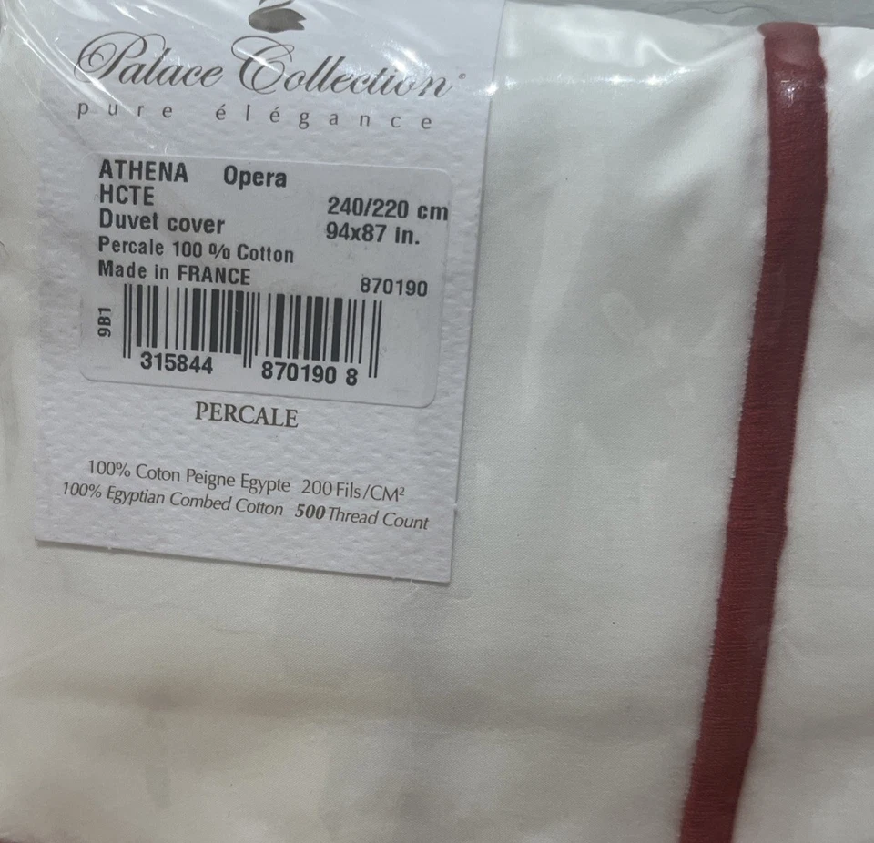 Yves Delorme Athena Opera Duvet Cover Set W Standard Sham Cotton Percale 94”X87” - Image 4 of 4