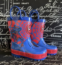 Spider-Man Toddler Boys Rain Boots Waterproof Rubber Size 5-6 Slip-On NWOT