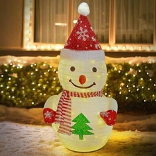 Lighted Pop-up Christmas Snowman Decorations, 27 Inch 3D Lighted Snowman