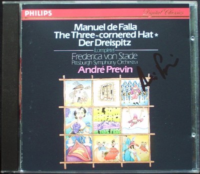 Andre PREVIN Signed FALLA El sombrero de tres picos Danza FREDERICA VON STADE CD