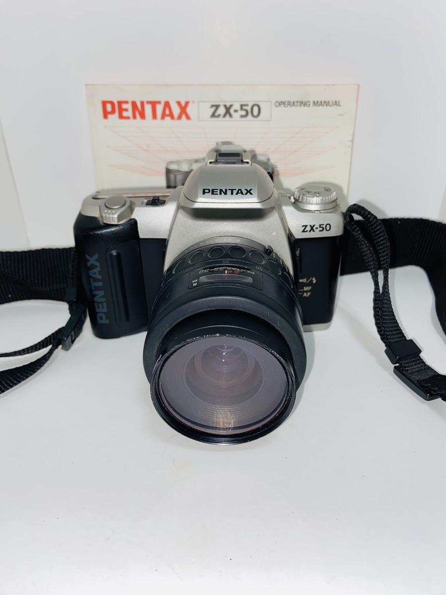 Pentax ZX-50 35mm Film Camera with Pentax 35-80 mm Lens Silver