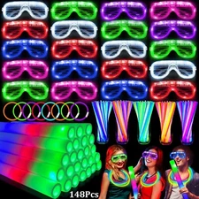 148 PCS New Years Eve Glow in the Dark Party Supplies- 24 Pcs 16" Foam Glow S...