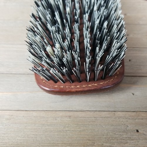 Vintage Leather stitched boar hair Beard hair Brush in box barber cosmetics - Picture 19 of 23