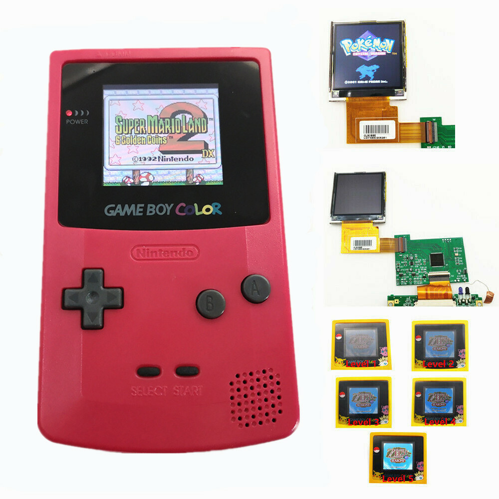 Rose Red Retrofit Game Boy Color GBC Console With Highlight