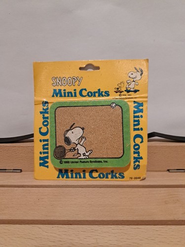Vintage 1968 Peanuts Snoopy Playing Tennis Mini Corks Corkboard