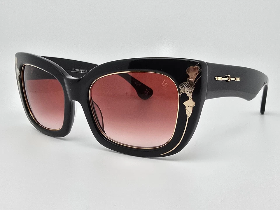 Gafas de sol Philippe V WN1 brillante negro dorado marco rojo degradado lentes Japón 54 mm Foto 3 de 4