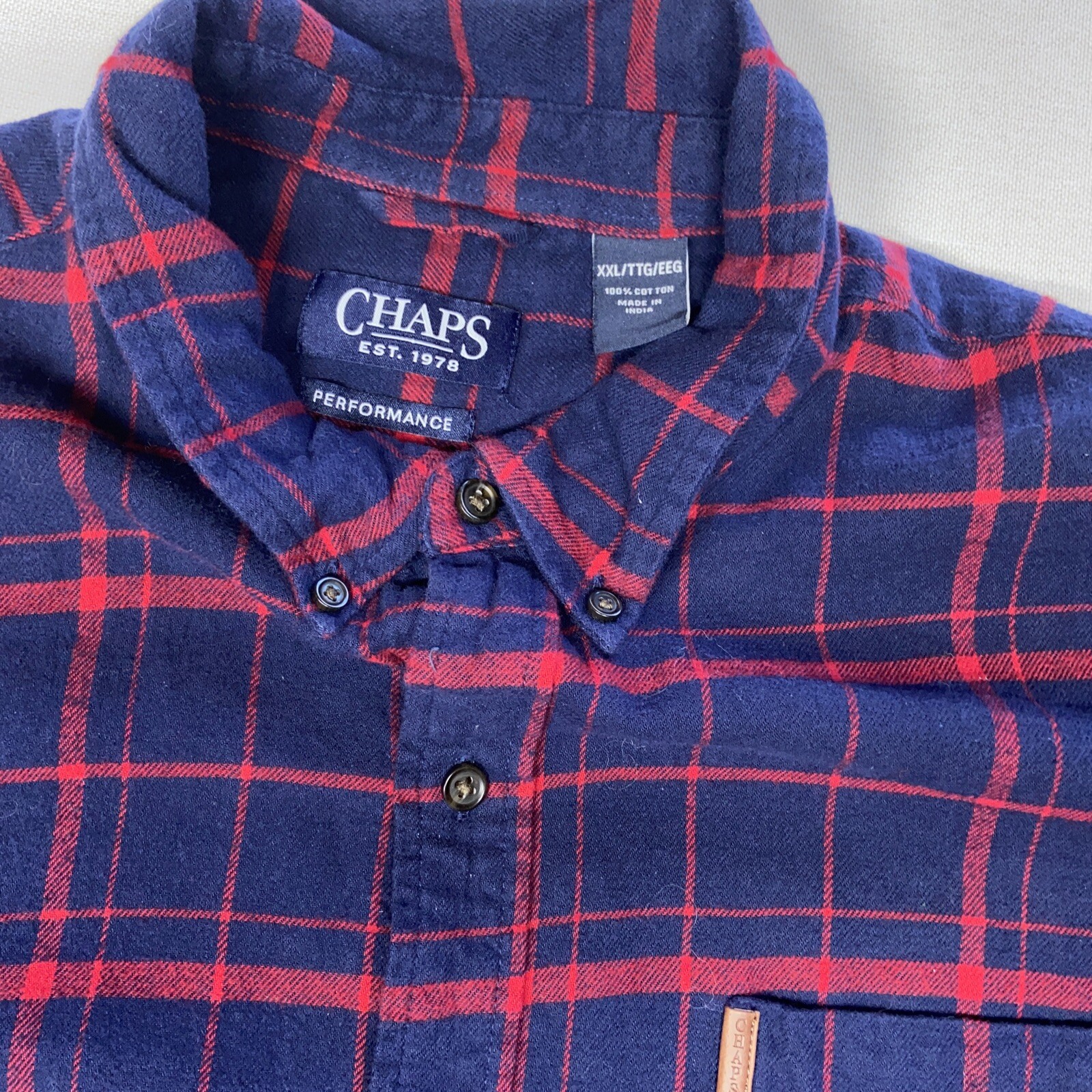 Chaps Performance Blue Long Sleeve Button Up Pock… - image 3