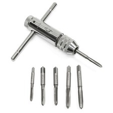 Gewindebohrer Set 7tlg. Ratsche Werkzeughalter Gewinde M4 – M6 Windeisen Knarre