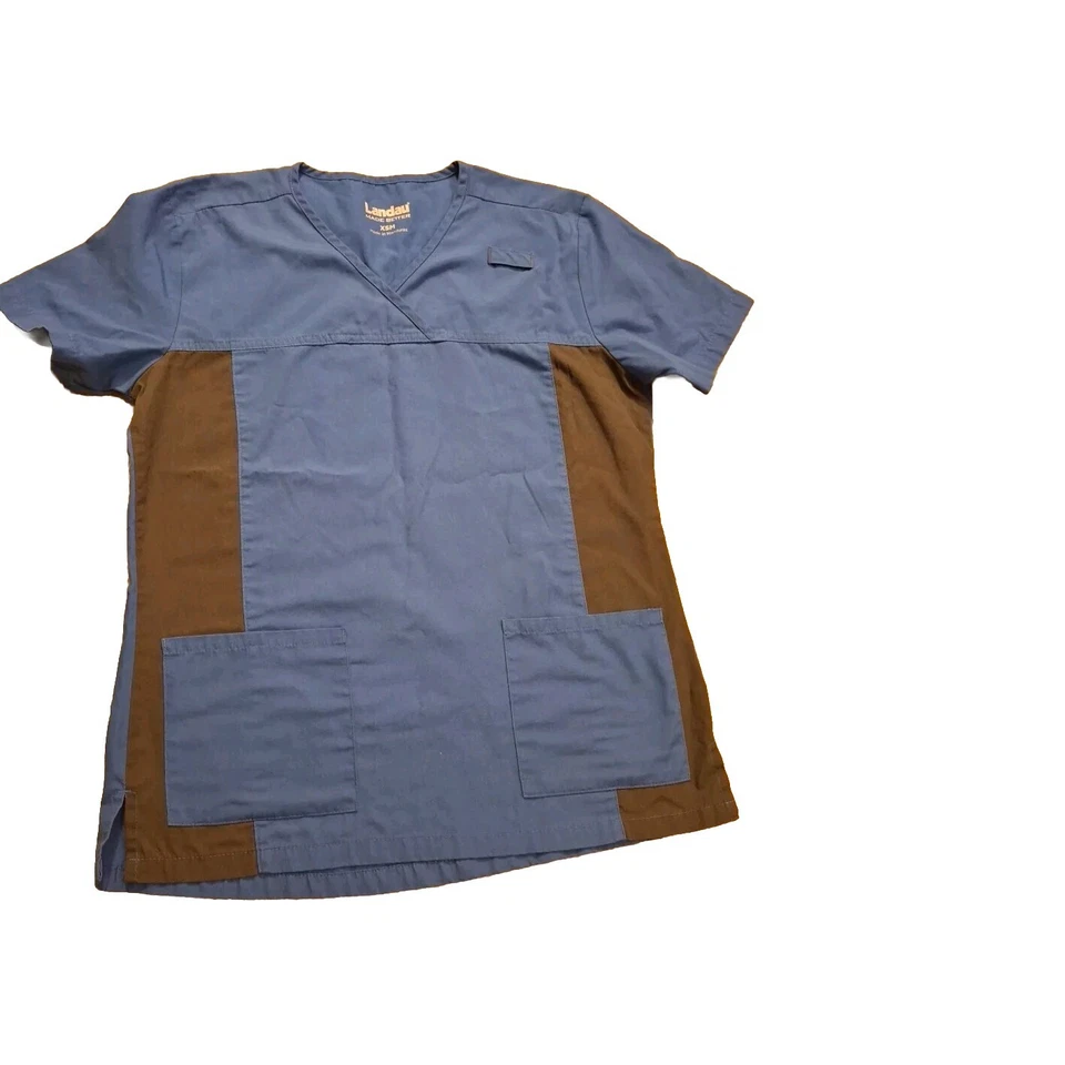 Nurse/Scrub Top, Blue & Black With Multiple Pockets Women's Size XS (XSM) - Image 3 of 4