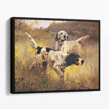 English Setters In The Field Victorian Hunting Dogs Canvas Print Wall Art