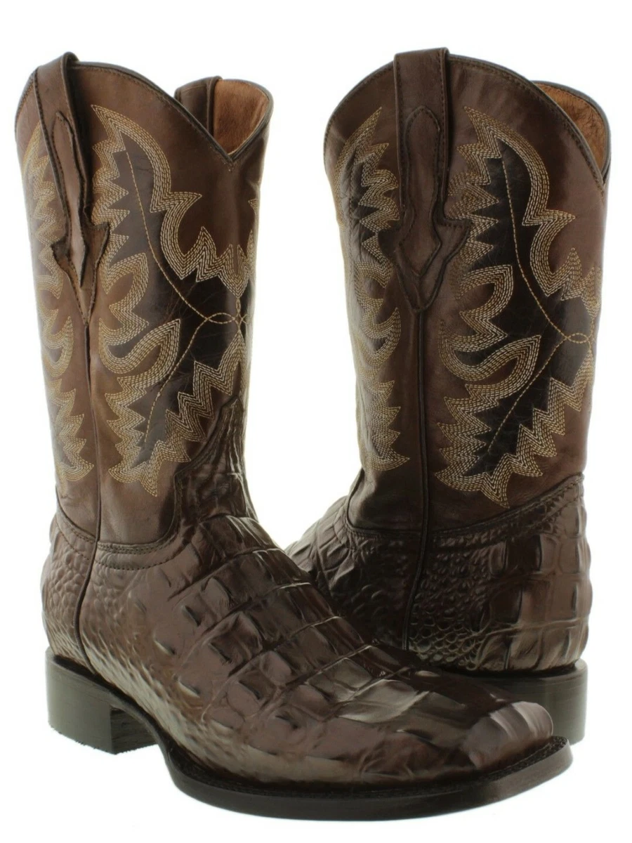 Square toe deals crocodile boots