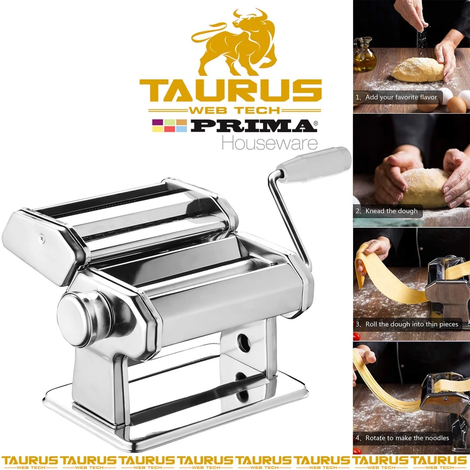 9x Settings PASTA MAKER S/S Kitchen Tool Spaghetti Roller Lasagne Cutter Machine - Image 4 of 4