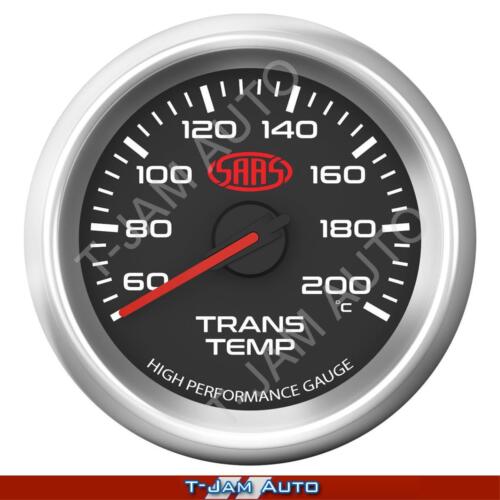 SAAS Transmission Temp Gauge 60-200 deg Black Face 52mm Muscle Series 3 - Picture 1 of 5