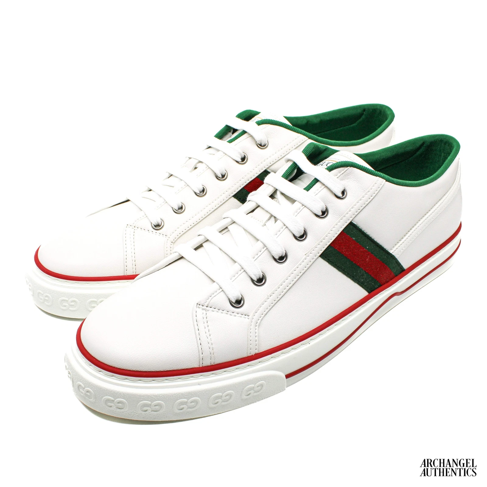 Gucci Tennis 1977 cuir bas blanc vert rouge