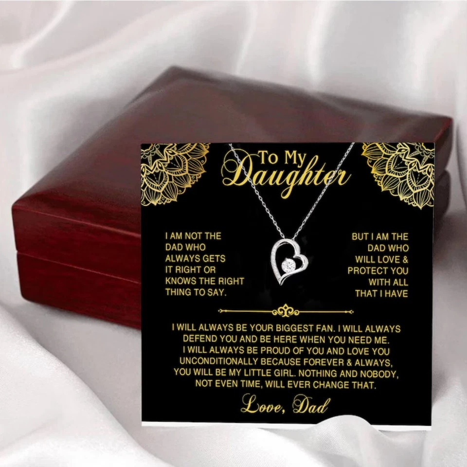 To My Daughter Necklace Gift From Dad, Daughter Gift, Father Daughter Necklace - Image 2 of 3
