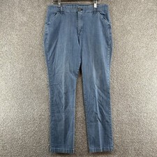 Lee Women's Pants Size 14 M Blue Chino Slim Straight Leg High Rise