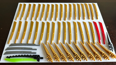 Lego Parts - Pearl Gold, Silver, Red Propeller Blade 10L w Bar