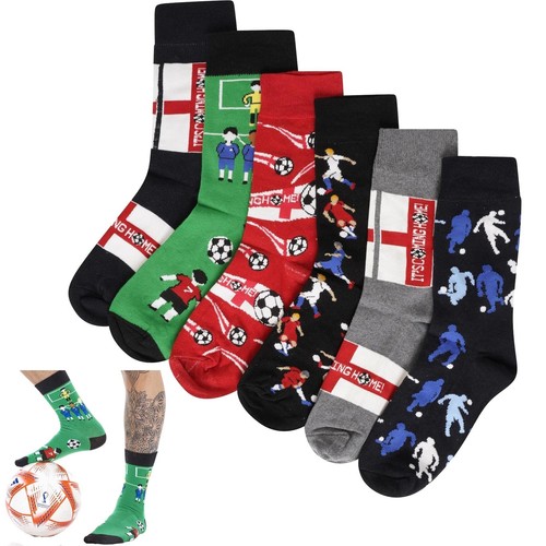 Mens 6 Pack ITS COMING HOME Cotton Rich Novelty Dress Socks Football Gift