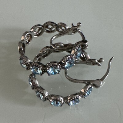 Karis Sterling Earrings With Blue Crystal