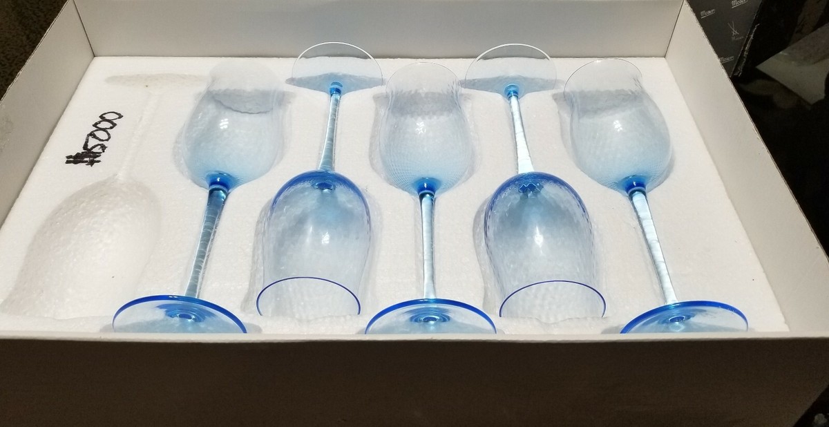 New Moser Meissen Wellenspiel Crystal Wine/ Water Glasses 