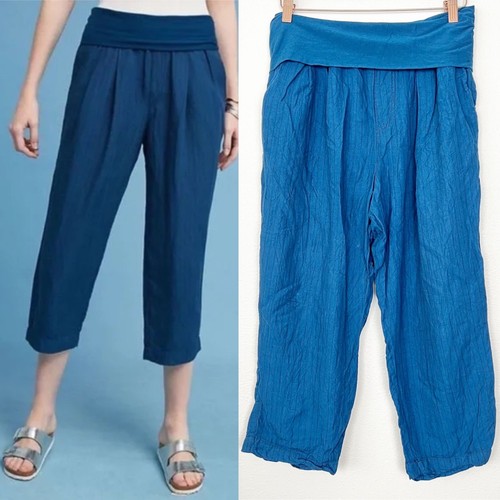 Fold Over Waist Linen Pants