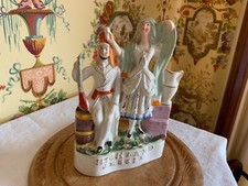 19th Century Large English Staffordshire Pottery Scottish Figures