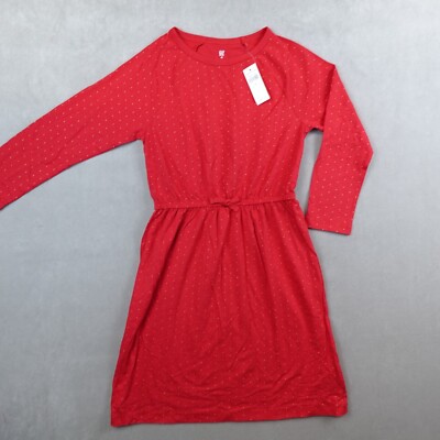 NWT Gap Kids Dress Red Polka Dot XL Long Sleeve Cinch Waist Cottage
