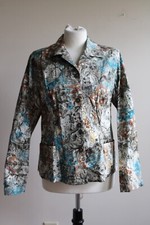 NWOT Chico's 1 M/8 Art To Wear Floral Multicolor Cotton Stretch Button-Up Jacket