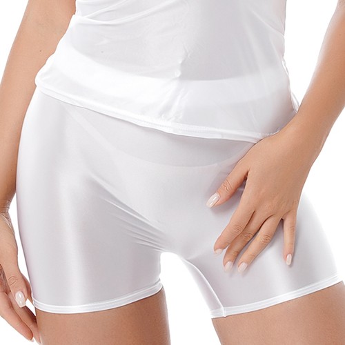 AU Women's Oil Glossy Shorts Elastic Waistband Pants Hot Shorts Yoga Sportswear - Picture 14 of 66