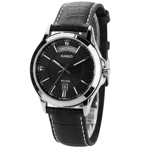 CASIO Classic MTP-B195D-1AVDF Analog Black Dial Silver Steel Men's