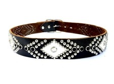 Genuine Joed Black Leather Studded Real White Snake Vintage Glass Snake Small 32